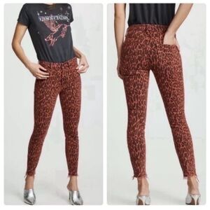 Mother High Waisted Looker Ankle Fray Jeans In Animal Attraction Size 26